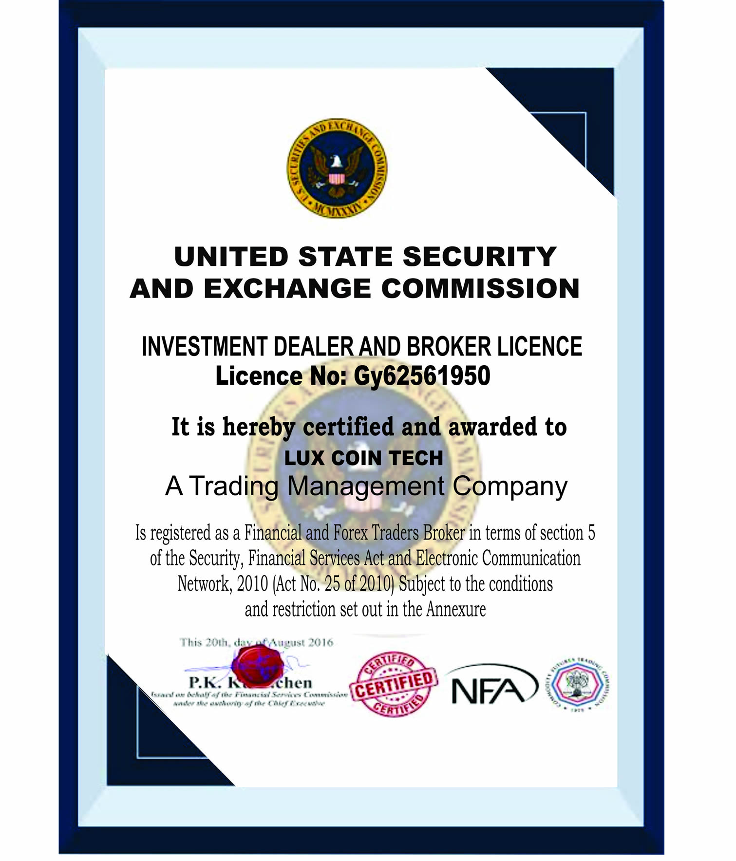 certificate